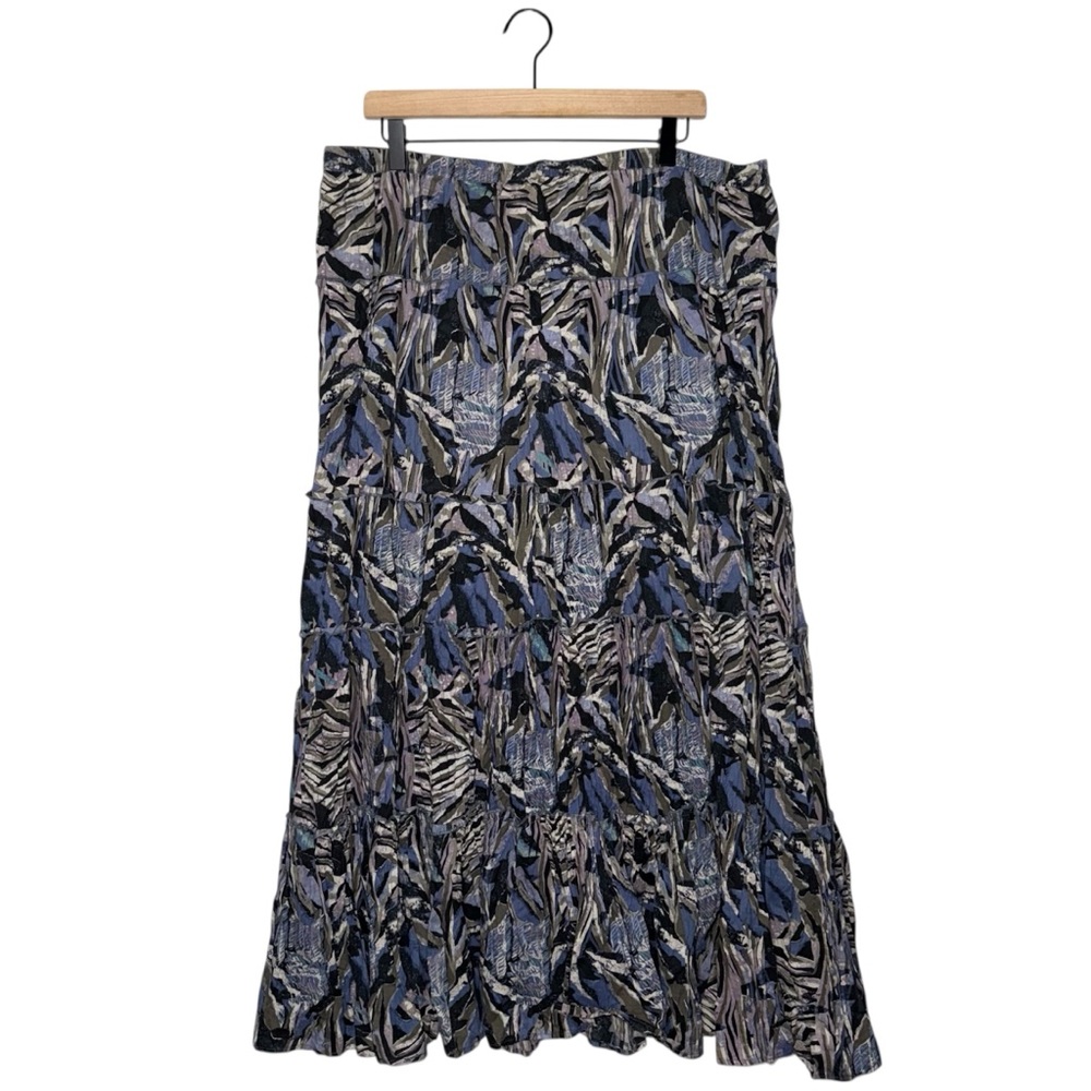 Boho Blue and Black‎ Floral Patterned Women's Maxi Skirt Plus Size 100% Cotton